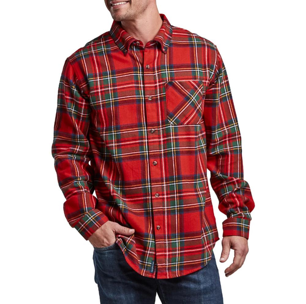 Magellan Outdoors Men's Small Red Canyon Creek Long Sleeve Flannel T-Shirt G8-29